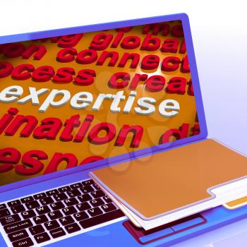 Expertise Word Cloud Laptop Showing Skills Proficiency And Capabilities