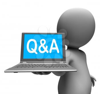 Q&a Laptop Character Showing Questions And Answers Online