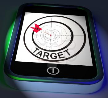 Target Smartphone Displaying Goals Aims And Objectives