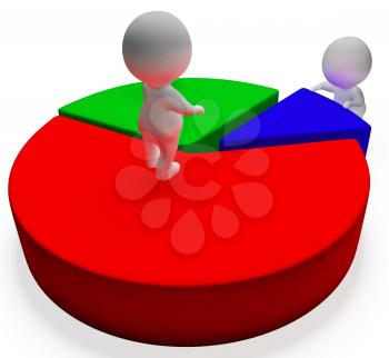 Pie Chart And 3d Characters Shows Statistics Report