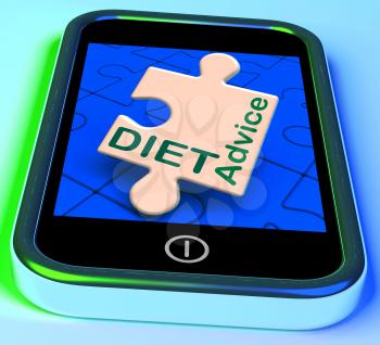 Diet Advice On Smartphone Showing Advisory Text Messages And Health Care