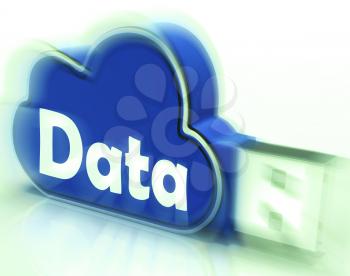 Data Cloud USB drive Showing Digital Files Storage And Dataflow