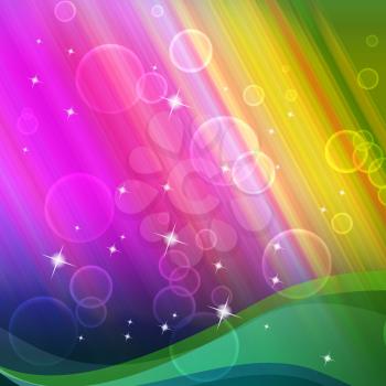 Rainbow Bubbles Background Showing Circles And Ripples
