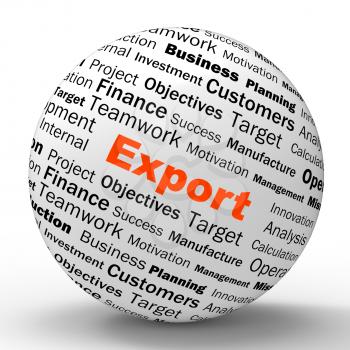 Export Sphere Definition Showing Abroad Selling Overseas Trade And Exportation