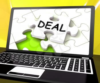 Deal Laptop Showing Trade Deals Contract Or Dealing Online