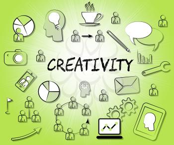 Creativity Icons Indicating Imaginative Idea And Inspired