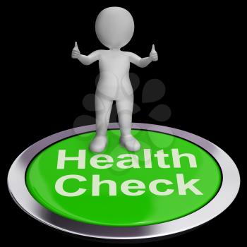 Health Check Button Showing Medical Condition Examinations