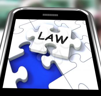 Law Smartphone Showing Legal Information And Legislation On Internet