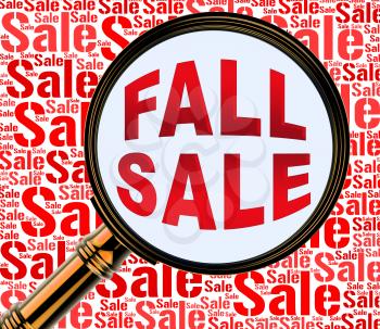 Fall Sale Magnifier Represents Autumn Commerce Sales 3d Rendering