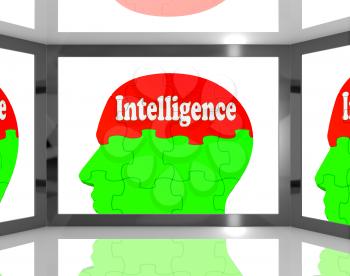 Intelligence On Brain On Screen Showing Human Knowledge And Creativity