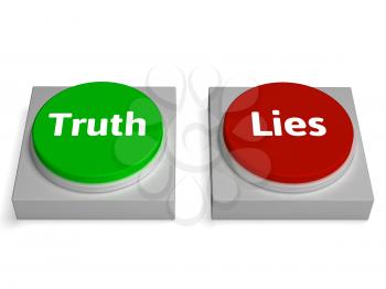 Truth Lies Buttons Showing True Or Liar
