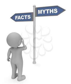 Facts Myths Sign Showing Data False And Truth 3d Rendering