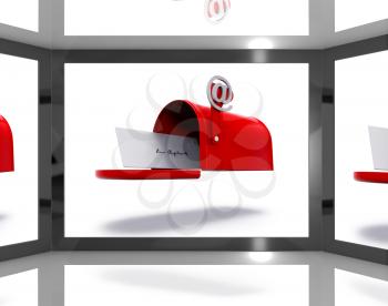 Mailbox On Screen Shows Electronically Mailing And Online Communications