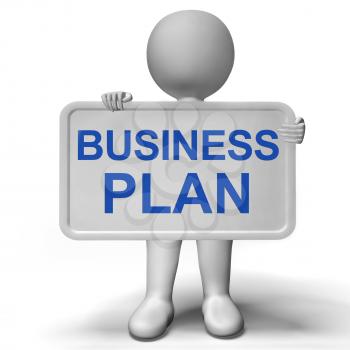 Business Plan Sign Shows Mission And Organizing