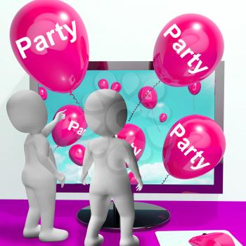 Party Balloons Representing Online Parties and Invitations