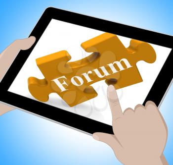 Forum Tablet Showing Internet Discussion And Exchanging Ideas