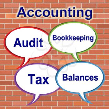 Accounting Words Showing Balancing The Books And Tax Taxation