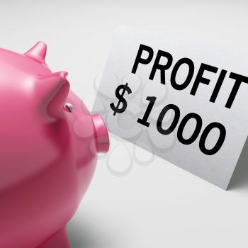 Profit Dollars Showing Revenue Earnings Piggy Savings