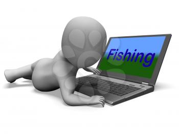 Fishing Character Laptop Meaning Sport Of Catching Fish On Web