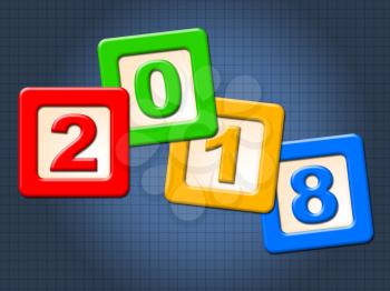 Twenty Eighteen Blocks Showing New Year And Child