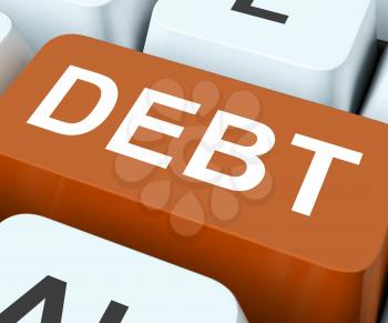 Debt Key Showing Financial Obligation Or Liability
