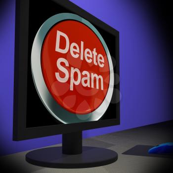 Delete Spam On Monitor Shows Unwanted Email Or Dustbin
