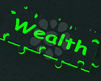 Wealth Glowing Puzzle Showing Richness, Abundance And Monetary Success