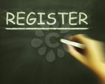 Register Chalk Showing Joining Subscribing Or Check In
