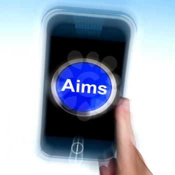 Aim On Mobile Phone Showing Targeting Aspirations