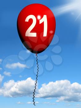 21 Balloon Showing Twenty-first Happy Birthday Celebration