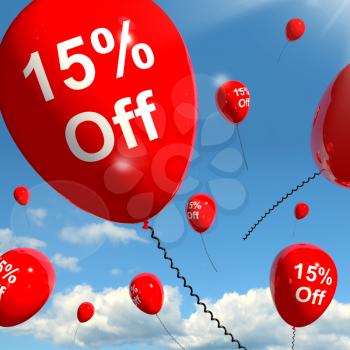 Balloon With 15% Off Shows Sale Discount Of Fifteen Percent