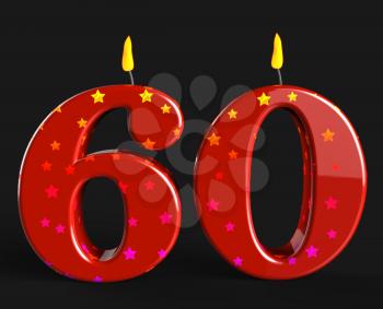 Number Sixty Candles Showing Elderly Birthday Or Birth Anniversary