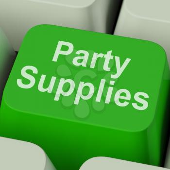Party Supplies Key Showing Celebration Products And Goods Online