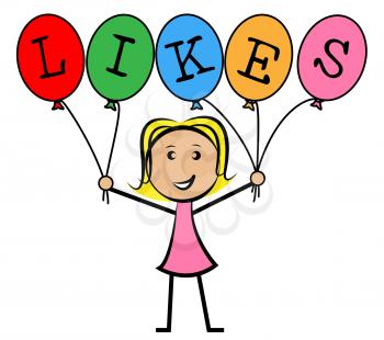 Likes Balloons Meaning Young Woman And Web