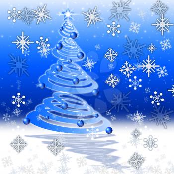 Xmas Tree Representing Snow Flake And Holiday