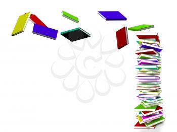 Stack Of Books With Some Flying Represents Learning And Education