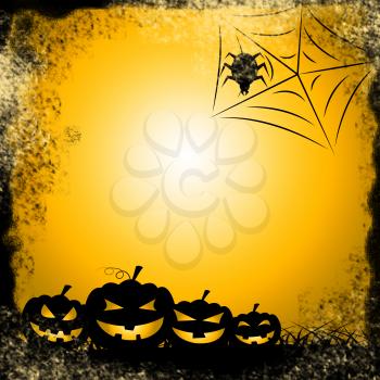 Halloween Pumpkin Representing Trick Or Treat And Haunted Haunting