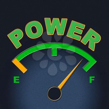 Power Gauge Representing Indicator Forceful And Mightiness
