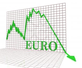 Euro Graph Negative Representing Foreign Currency And Crisis 3d Rendering
