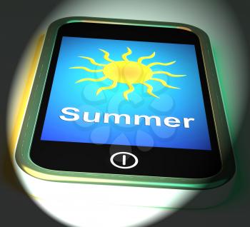 Summer On Phone Displaying Summertime Season