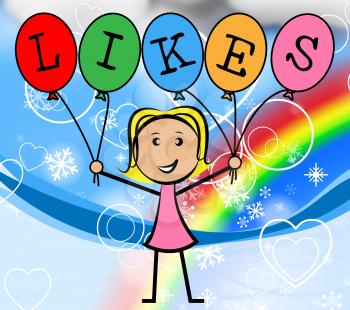 Likes Balloons Meaning Young Woman And Girl