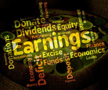 Earnings Word Representing Salaries Return And Dividend 