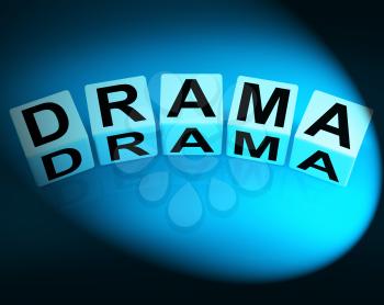 Drama Dice Indicating Dramatic Theater or Emotional Feelings