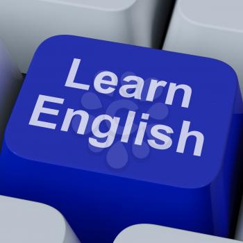 Learn English Key Showing Studying Language Online