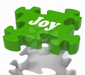 Joy Puzzle Showing Cheerful Joyful And Enjoy