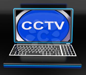 CCTV Laptop Monitor Showing Security Protection Or Monitoring Online