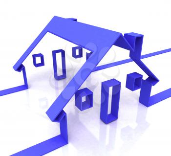 Blue House Symbol Showing Real Estate Or Rentals