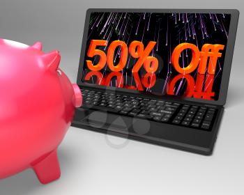 Fifty Percent Off On Laptop Shows Bargains And Clearances