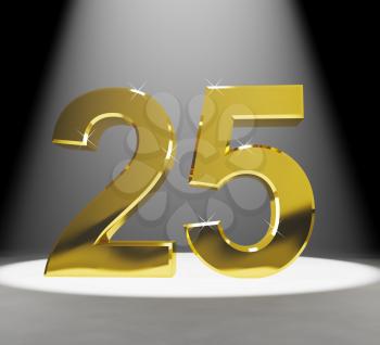 Gold 25th 3d Number Closeup Representing Anniversary Or Birthdays