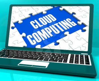 Cloud Computing On Laptop Shows Online Business Strategy And Networking Services